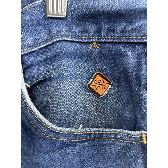 Wrangler 13 Original Flame Resistant Blue 100% Cotton Distressed Jeans (34X36) - Picture 10 of 13